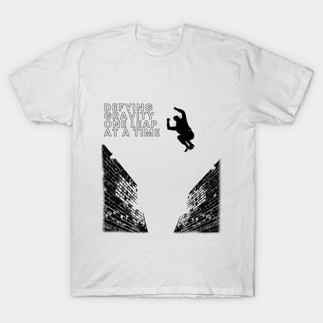 Defying Gravity One Leap At A Time Black Print T-Shirt by Hot-ice-design